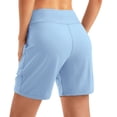 thumbnail image 2 of SWSMCLT Women's High Waisted Shorts Spandex Thin Elastic Waist Yoga Shorts Running Soft Biking Sky Blue 16-18, 2 of 5