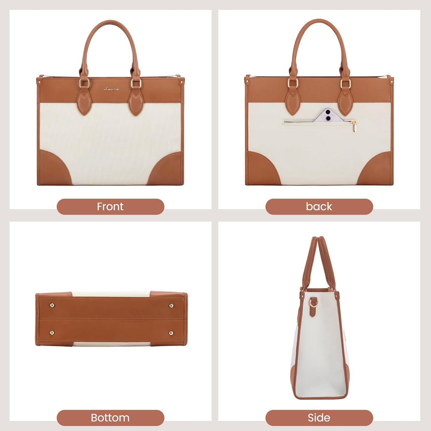 LOVEVOOK Laptop Bag for Women 15.6 lnch,Waterproof Laptops Tote Bags for Womens,Professional Work Bags for Women with Cup Holder,Large Laptop Purse Computer Briefcase Office Teacher Clutch Bag,2 PCS