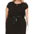 thumbnail image 5 of Women's Plus Size Solid Round Neck Front Cutout Short Sleeve Flared A Line Dresses, 5 of 6