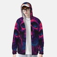 thumbnail image 2 of Vsdgher Sweat à Capuche Imprimé Crâne Violet-Rouge pour Hommes Femmes, Manches Longues Protection Solaire Pêche pour Course Natation-TG, 2 of 7
