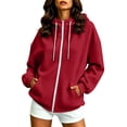 thumbnail image 2 of Miqool Womens Zip Up Hoodie Loose Fit Fall Winter Long Sleeve Hooded Sweatshirts Casual Fashion Track Jackets with Pockets, 2 of 9