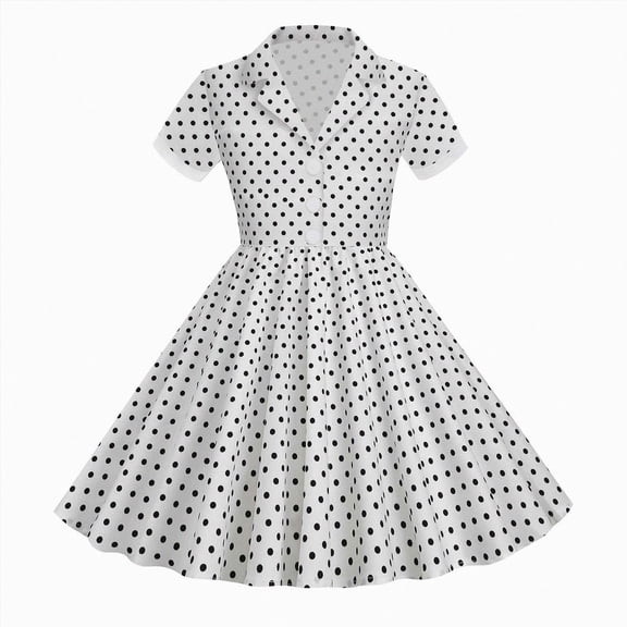 Kids Girls Summer Dress Vintage Retro Dresses Polka Dot Printed Clothes for Girls
