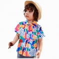 thumbnail image 3 of Xudanell Boys Shirts Floral Gentle Tops Cartoon Blouse Boys Button Down Shirt Short Sleeve for Hawaii Beach Blue 12-18 Months, 3 of 7