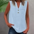 thumbnail image 2 of Women Blouses Women's Clothing Fashion Women's Shirts For Casual Wear Summer Sleeveless Button Up Top Versatile Solid Color Blouse For Jeans, 2 of 5