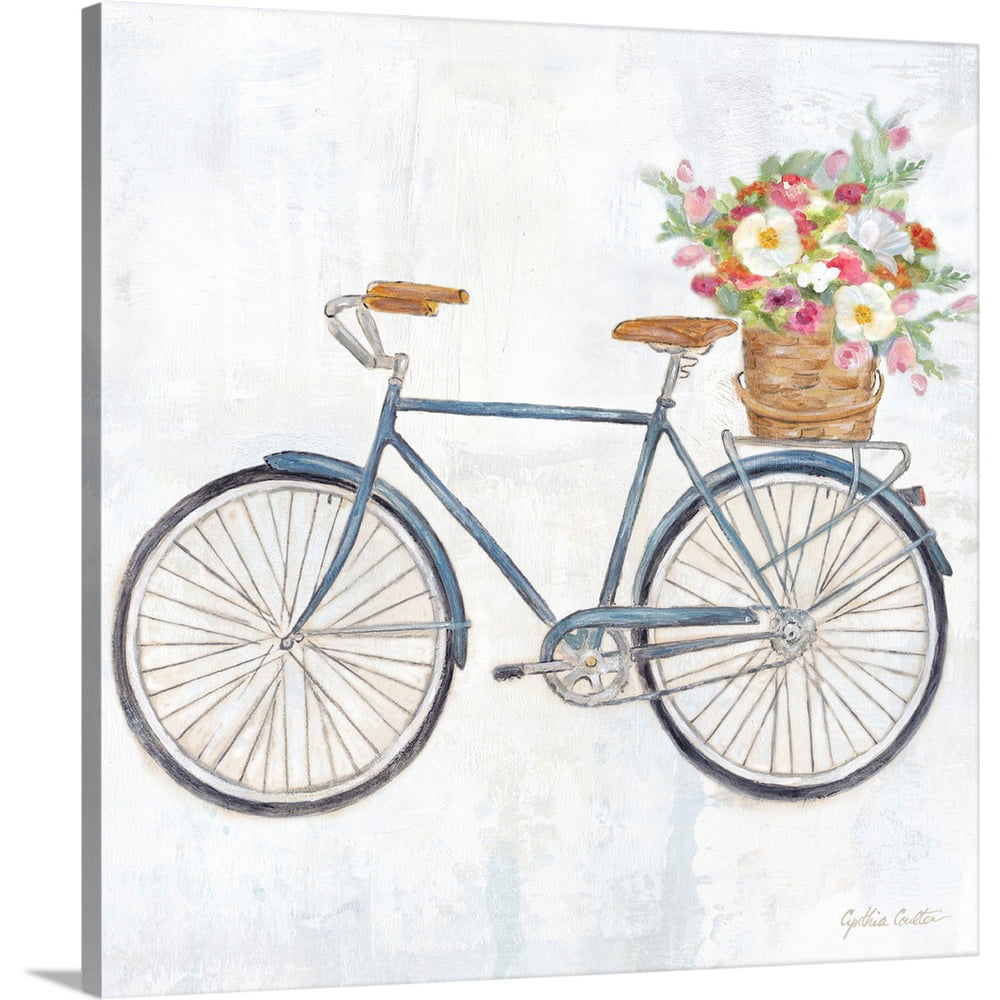 Vintage Bike with Flower Basket II | Canvas Wall Art, Home Decor ...