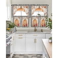 thumbnail image 4 of Orange Pumpkins Fall Swag Kitchen Curtains Sets for Windows 24 Inch Length, Black Plaid Autumn Floral Short Window Curtain Panels Swags Valances and Tiers 3 Piece Set for Cafe/Dining Room, 4 of 5