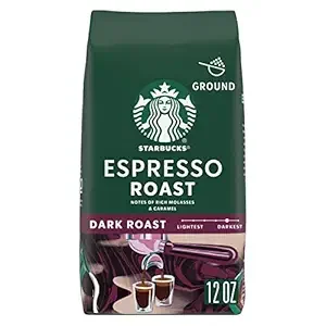 Starbucks Ground Coffee, Dark Roast Coffee, Espresso Roast, 100% Arabica, 1 Bag (12 Oz)