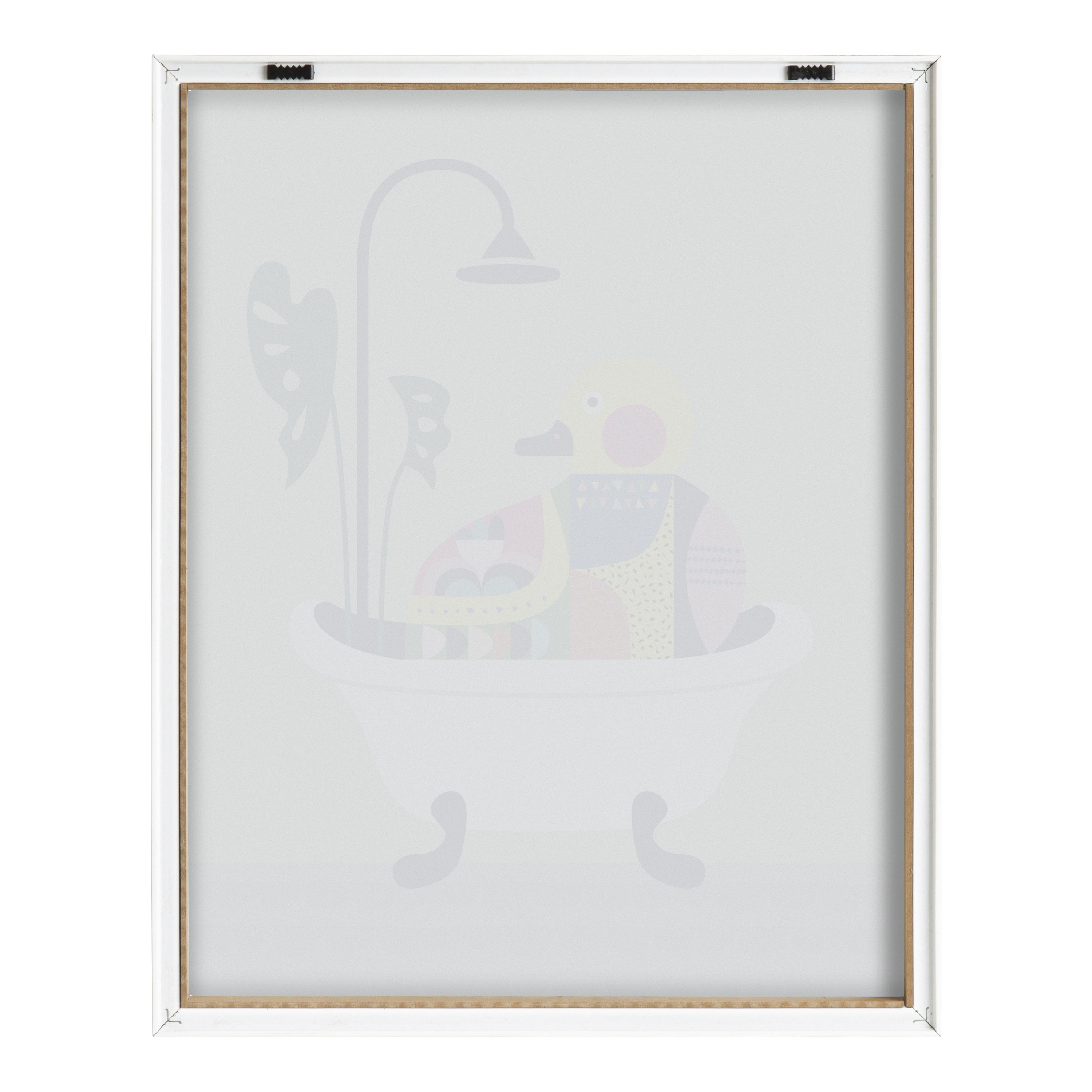 Kate and Laurel Blake Mid Century Modern Duckie in the Tub Framed Printed Glass Wall Art by Rachel Lee of My Dream Wall, 16x20 Graywash, Adorable Animal Art for Wall