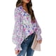 thumbnail image 3 of Blusa con mangas farol, blusa para mujer, blusa holgada con mangas farol y botones florales, blusa con botones florales, respuesta rápida, 3 of 6