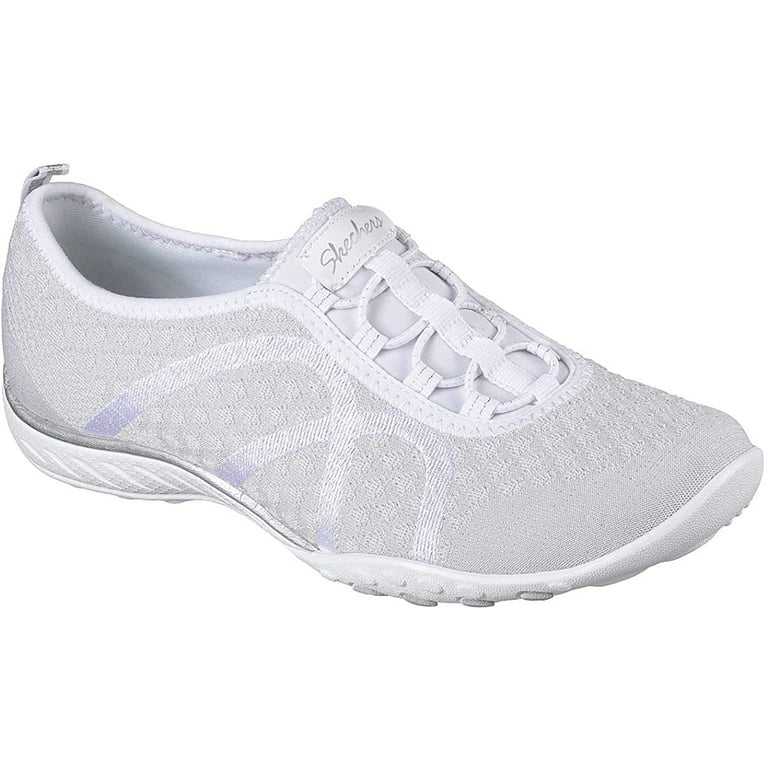 Urter tolerance reform Skechers Relaxed Fit Breathe Easy Fortune Knit Womens Bungee Sneakers  White/Silver 9.5 - Walmart.com