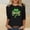 A952 Black, variant on St. Patrick's Day Graphic Tee for Women Mixed Pattern Clover Shamrock Print Crewneck Long Sleeve Casual Loose Fit Festive Celebration Tunic Top