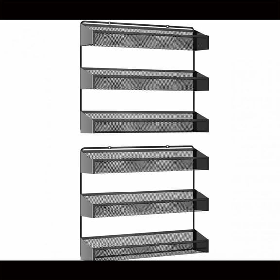 Fuleadture 2 PC 3 Tiers Spice Rack Organizer for Cabinet for Kitchen,Black