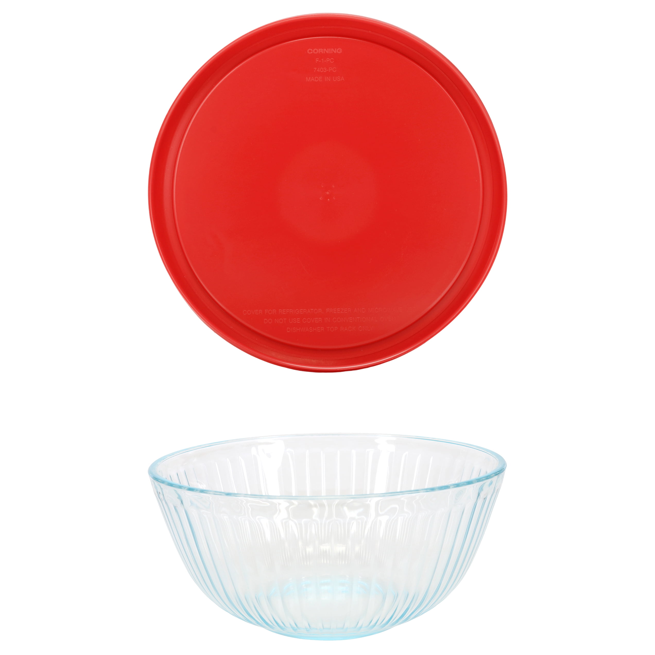 Pyrex 7403 10 Cup Sculpted Glass Mixing Bowl and 7403-PC Poppy Red