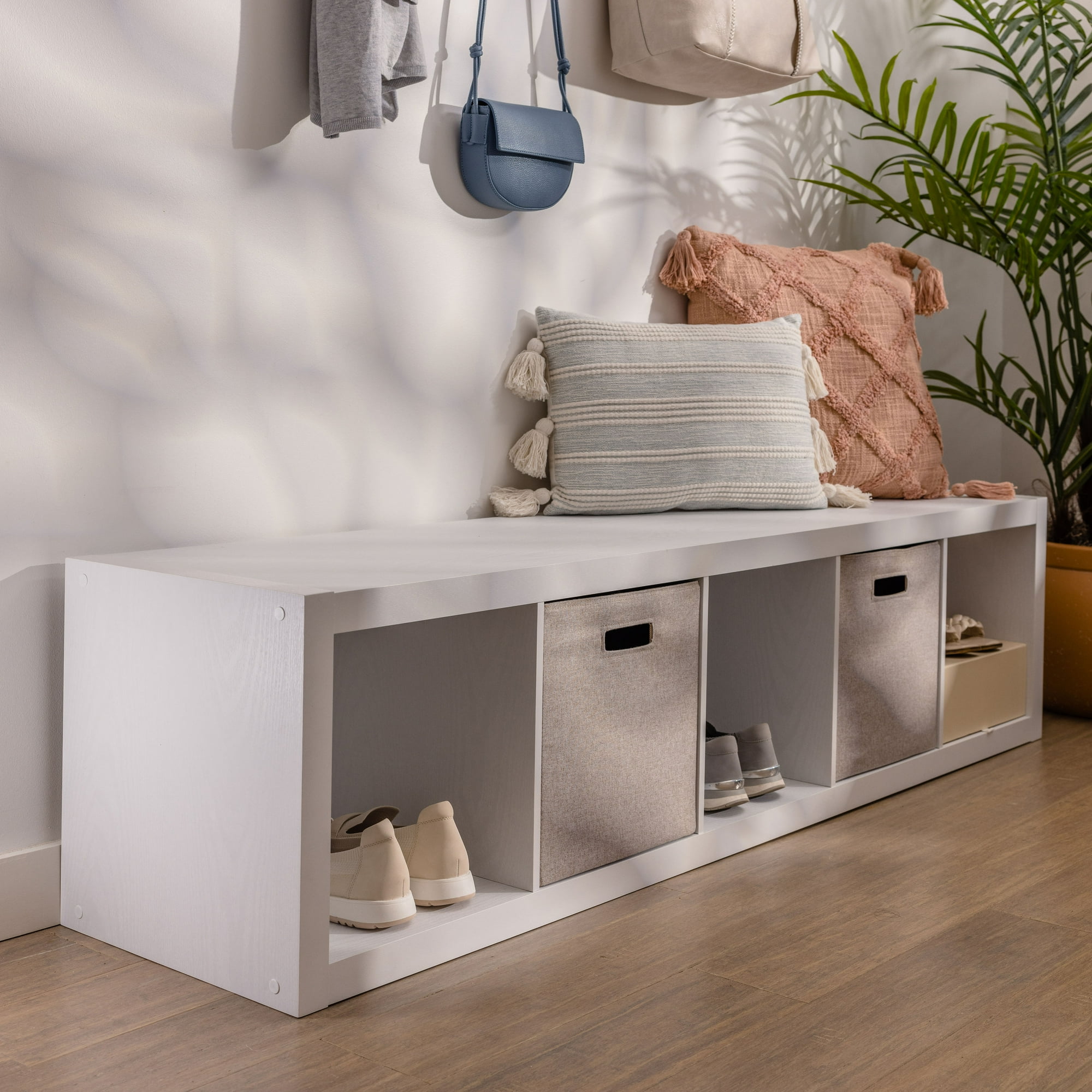 Better Homes & Gardens 5 Cube Storage Organizer Bookcase, Textured White