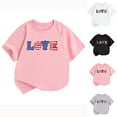 thumbnail image 1 of MKOSPLRT T-Shirts 4 Juillet Fille Manches Courtes Col Rond T-Shirts Fête de l'Indépendance T-Shirts Amusants Lettres d'Amour Graphiques T-Shirts Étoiles et Rayures, 1 of 3