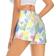 thumbnail image 4 of Picia Hand Drawn Colored Hearts Pattern Women's 2 in 1 Athletic Running Shorts High Waisted Workout Casual Gym Sweat Shorts with Comfy Liner Zipper Pockets-Large, 4 of 9