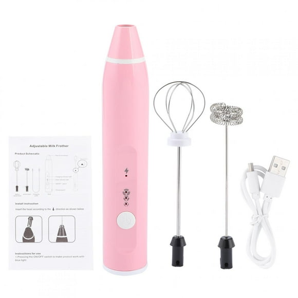Mousseur à lait rechargeable au lait électrique mélangeur à café électrique batteur à oeufs tenu dans la main outils de cuisine ménagers(Rose)