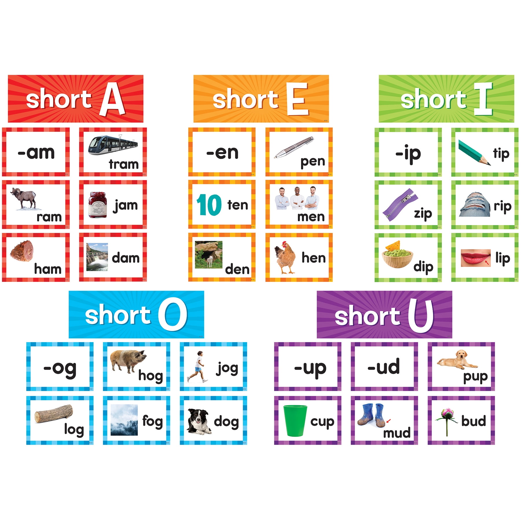 Teacher Created Resources Short Vowels Pocket Chart Cards, 205 Pieces Per Pack, 2 Packs