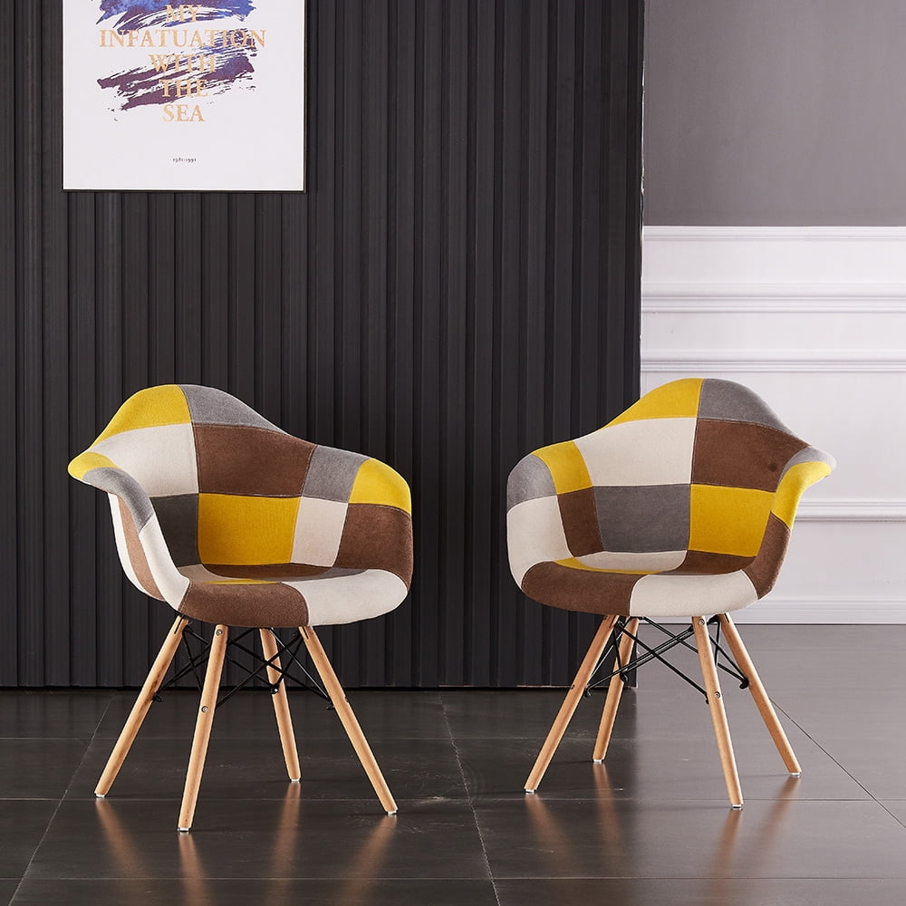 Kepooman Set of 2 Upholstered Lounge Chairs with Solid Wood Legs Kepooman Set of 2 Upholstered Lounge Chairs with Solid Wood Legs