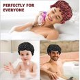 thumbnail image 5 of Paquete de 2 gorros de ducha impermeables (negro+rojo), gorros de ducha reutilizables, gorros de ducha elásticos de doble capa, accesorios grandes para el cabello de ducha para mujeres y niñas, spa de, 5 of 5
