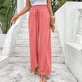 thumbnail image 3 of Ladies Fashion Casual Loose Solid Color High Waist Wide Leg Casual Pants, 3 of 3