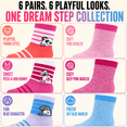 thumbnail image 6 of Girls Dream Step Yarn Crew Socks, 6 Pack, Soft Peek A Boo Style Breathable Socks, PINK, M, 6 of 9