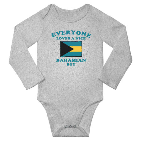 

Everyone Loves a Nice Bahamian Boy Baby Long Slevve Rompers Bodysuit (Gray 6-12 Months)