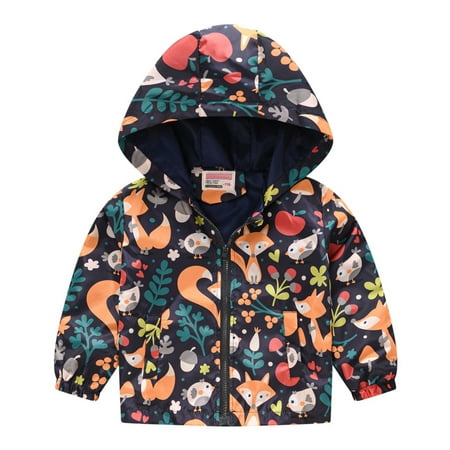 

Dezsed 2022 Kids Clothes Boys Jackets Children Hooded Zipper Windbreaker Baby Fashion Cartoon Print Coat Infant Waterproof Hoodies For Girls 18M-5Y On Clearance