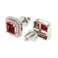 thumbnail image 2 of 14K Solid Gold Screw Back Stud Earrings for Women | 1.73 cttw Princess Cut Natural Garnet | White/Rose Gold, 2 of 5