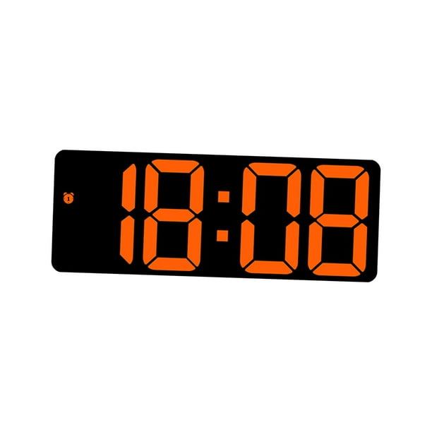 Reloj de pared digital con fecha y temperatura, moderno reloj electrónico de escritorio. Naranja