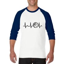 MmF - Mens Raglan Sleeve Baseball T-Shirts, up to Size 3XL - Basketball Heartbeat