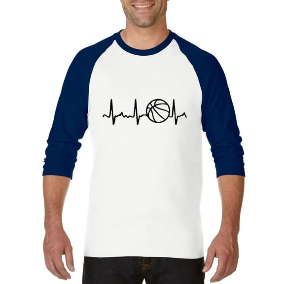 MmF - Mens Raglan Sleeve Baseball T-Shirts, up to Size 3XL - Basketball Heartbeat
