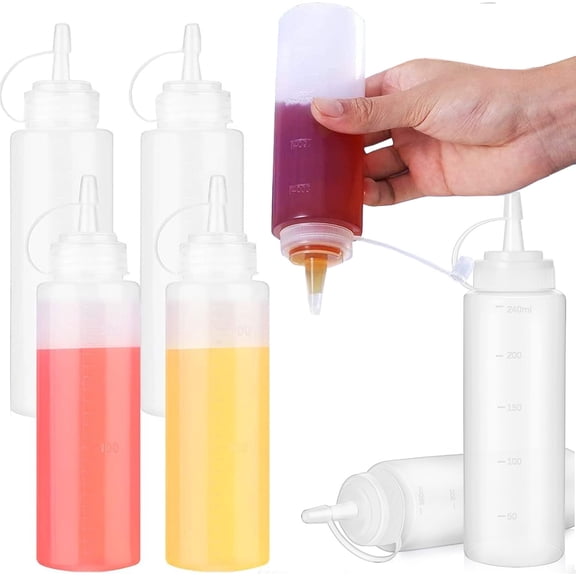 Condiment Squeeze Bottles,TGY 6 Pack 8oz Multipurpose Squirt Bottle with Twist Top Cap, Leak Proof Plastic Squeeze Bottles for Ketchup, Mustard, Syrup, Sauces, Dressing, Oil, Arts and Crafts