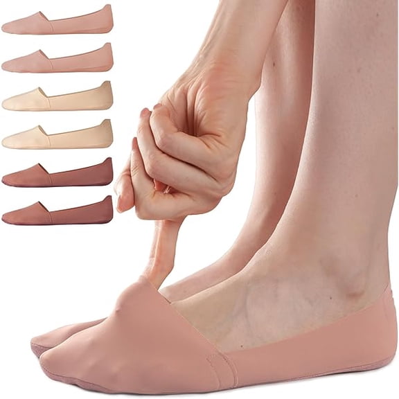 Eryueer No Show Socks Womens, Non Slip Low Cut 6 Pairs Thin Silky Dress Footies Liner Invisible Socks Flats Loafers Sneakers