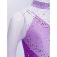 thumbnail image 6 of TSSOE Kids Girls Figure Skating Gymnastics Dance Dress Competition Performance Long Sleeve Mesh Patchwork Leotard Purple 8, 6 of 7