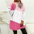 thumbnail image 6 of ZUKMRJPC Women's Flannel Sweatshirts Winter Warm Fleece Round Neck Fashion Color Block Long Pullover Soft Comfy Casual Tops with Pocket, 6 of 8