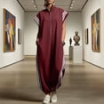 thumbnail image 2 of Jumpsuits for Women Workwear Romper Stripe Zipper Casual Stand Collar Short Sleeve Wide Leg Jumpsuit Loose Elastic Cuffed Jogger One Piece Jumpsuit, 2 of 6