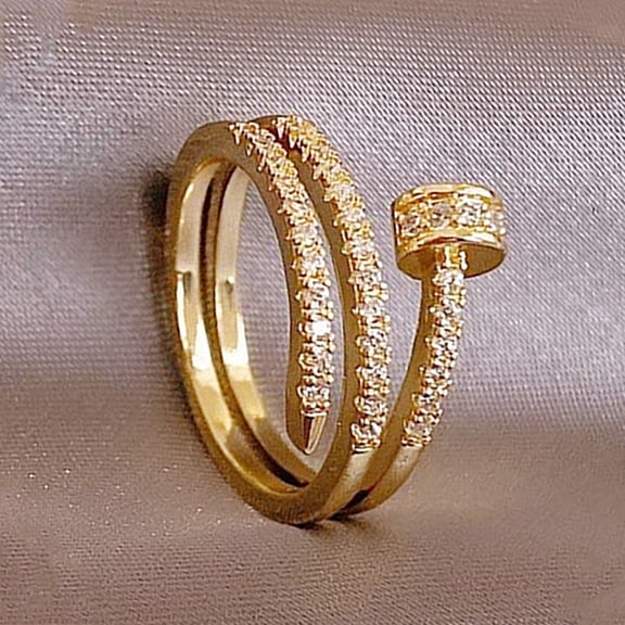 Hitanshu Jewels 14k Yellow Gold Plated Fashion Ring for Women Cubic Zirconia