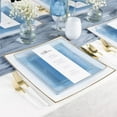 thumbnail image 2 of The Edge Collection 10.75" Transparent Blue with Gold Rim Square Plastic Dinner Plates:10CT, 2 of 5