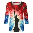 thumbnail image 4 of Summer Clean Plus Size Tee Shirts For Women Round Neck 3/4 Length Sleeve Tops Classic Independence Day Patriotic Tee Shirts Loose Fit Tunic Blouses Office Work Clothes 2025, 4 of 5