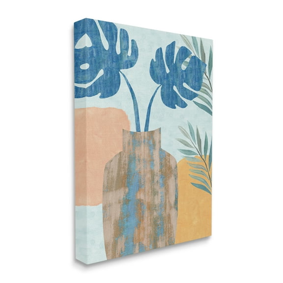 Stupell Industries Tropical Monstera Western Abstract Orange Blue,36 x 48,Designed by Flora Kouta