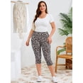 thumbnail image 3 of SHOWMALL Women's Plus Size High Waisted Capri Yoga Leggings with Pockets, Tummy Control Cropped Workout Pants for Gym & Running, Fancy Peachy Leopard, Size 3X, 3 of 9