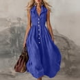 thumbnail image 2 of Yangnuo Women's Sleeveless Button Front Maxi Dress Ladies Solid Color Casual Shirt Dress Blue S, 2 of 6