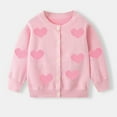 thumbnail image 2 of LIIPEE Girls Boys Jackets Cartoon Love Heart Printed Long Sleeve Round Neck Button Knit Sweater Cardigan Coat Kids Elegant Casual Daily Party Jacket,7Y,7-8 Years, 2 of 9
