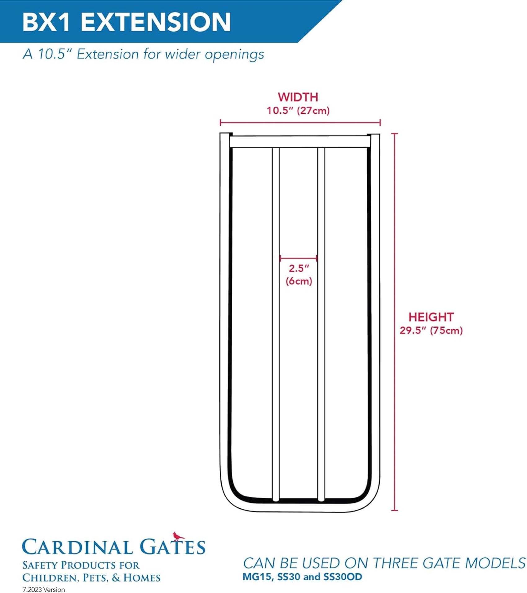 Cardinal Gates 10.5"  Safety Gate Extension- Black