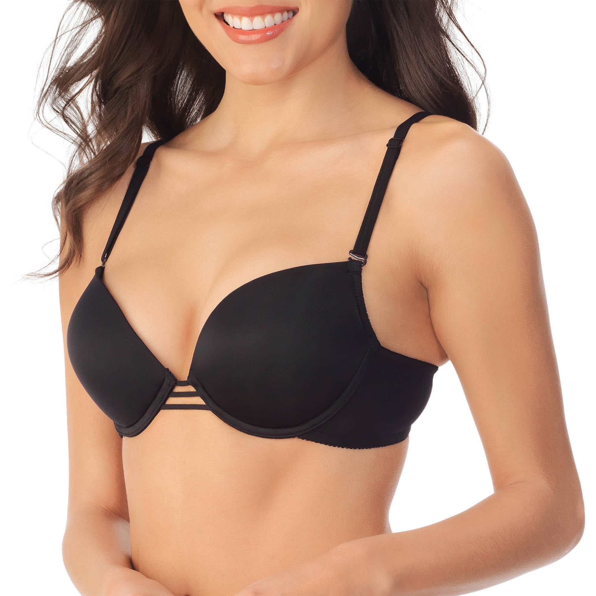 Vassarette Womens Strappy PushUp Back Reveal Bra