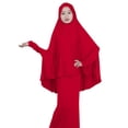 thumbnail image 2 of Women's 2 Piece Outfits Clearance Muslim Arab Middle Teen Girl Solid Color Dress Two-Piece Suit Wide Leg Pants, 2 of 5