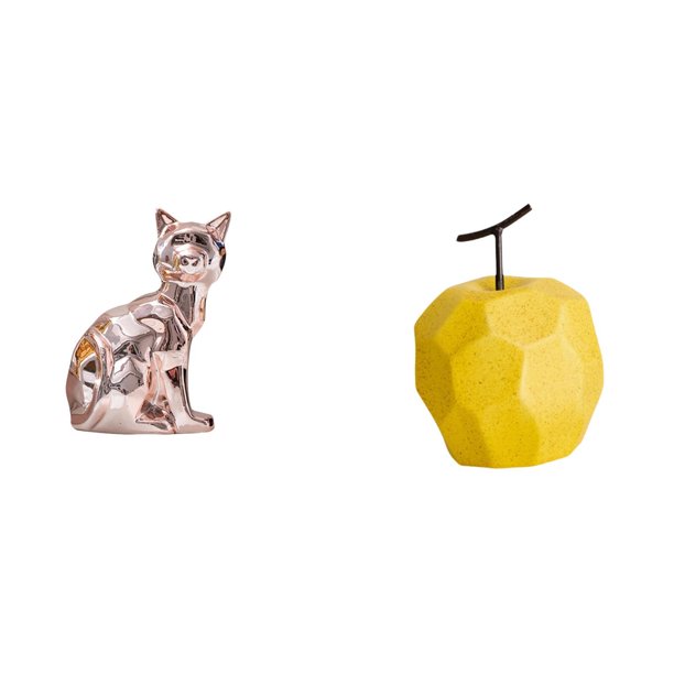 Escultura De Fruta De Gato De Porcelana, Figura Decorativa, Adorno De Animal, Arte Geométrico, Artesanía Coleccionable, Decoración De Mesa Para Chimenea, Festival, Oficina