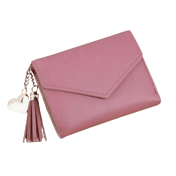 Women’s Faux Leather Wallet with Tassel Charm, Rose Gold