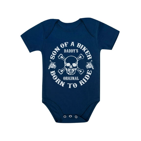 TeeStars Unisex- Son Of A Biker Baby Bodysuit Newborn Navy